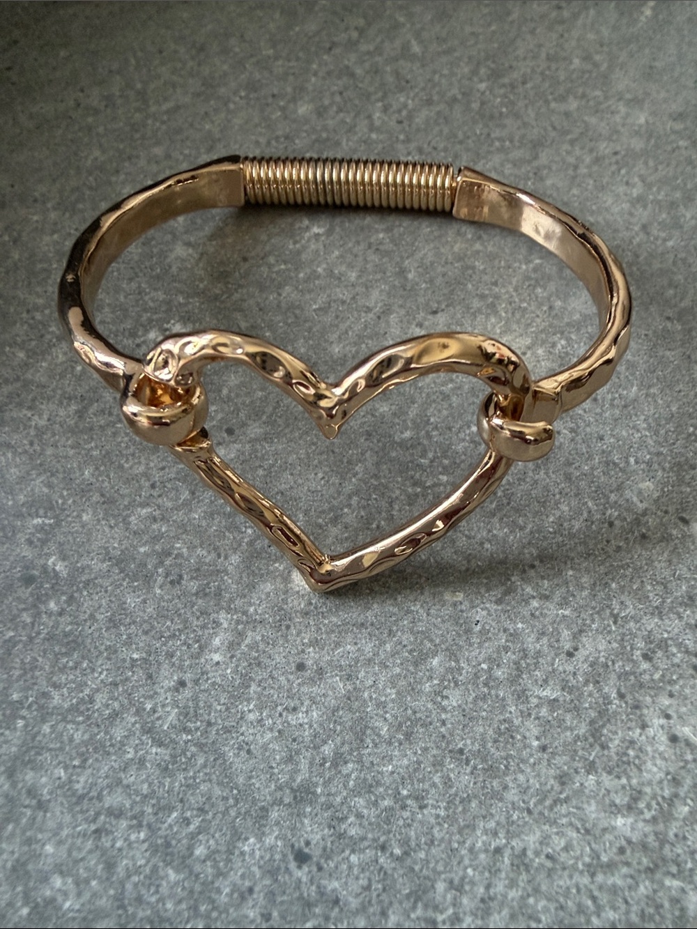 Gold Heart-Shape Bangle Bracelet - Women's Jewelry